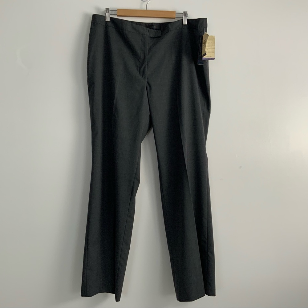 NWT Script Brand Wool Straight Leg Dark Grey Trouser Pants, Size 18